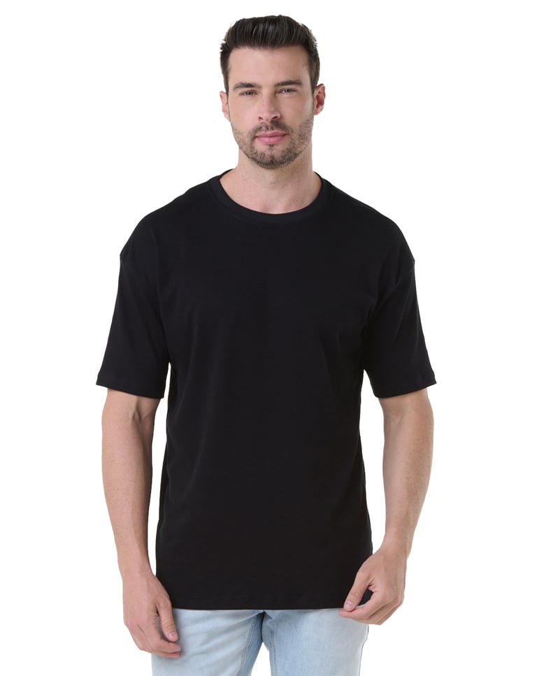 Kit 3 Camisetas Oversized Masculinas - Branco + Preto + Areia