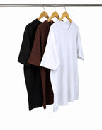 Kit 3 Camisetas Oversized Masculinas - Preto + Branco + Marrom