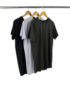 Kit 3 Camisetas Tech Modal Masculinas - Branco + Preto + Verde Militar