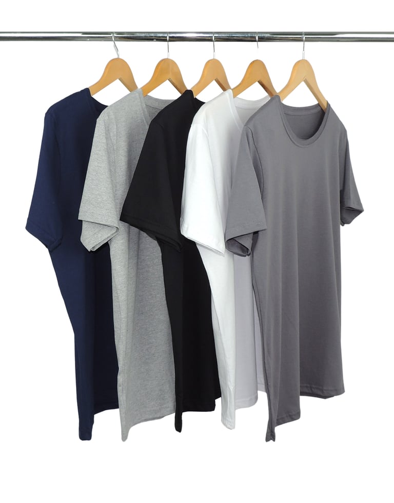 Kit 5 Camisetas Masculinas de Algodão Premium - Branco + Preto + Azul Marinho + Cinza Mescla + Cinza Chumbo